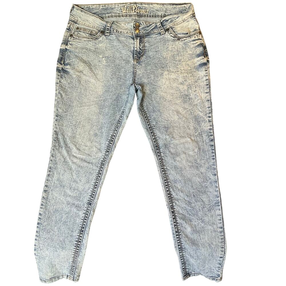 Wall Flower Women Skinny Jeans size 17 Blue Mid Rise Stretch Ankle Length